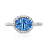 14 Karat White Gold Blue Topaz and Diamond Ring